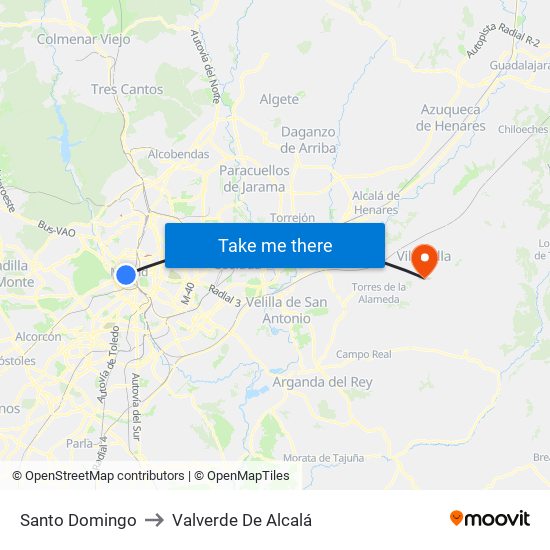 Santo Domingo to Valverde De Alcalá map