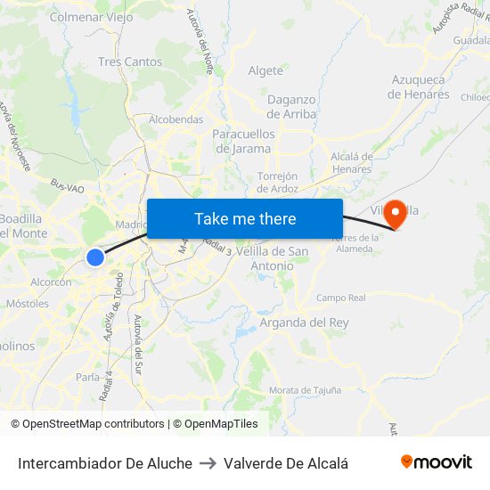 Intercambiador De Aluche to Valverde De Alcalá map