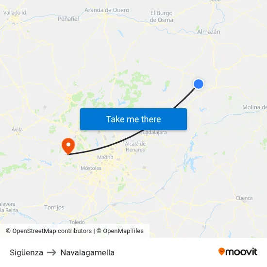Sigüenza to Navalagamella map