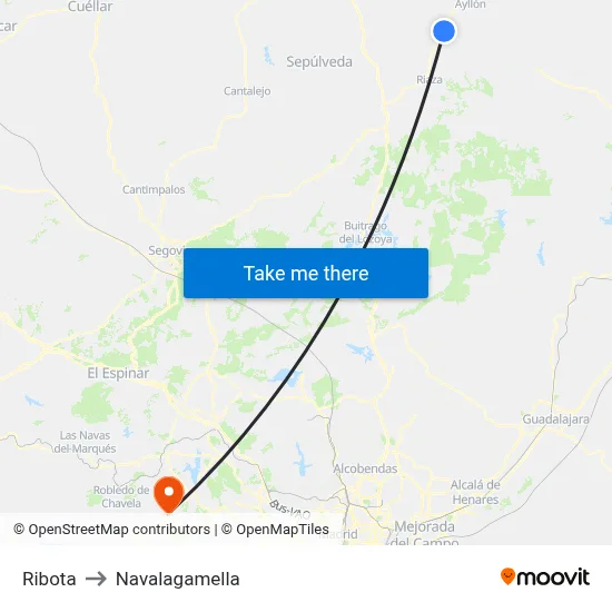 Ribota to Navalagamella map
