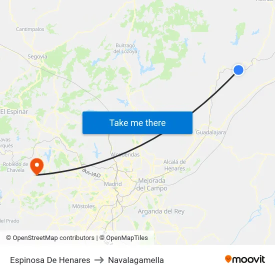 Espinosa De Henares to Navalagamella map