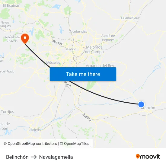 Belinchón to Navalagamella map
