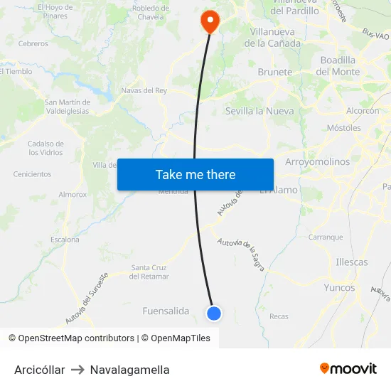 Arcicóllar to Navalagamella map