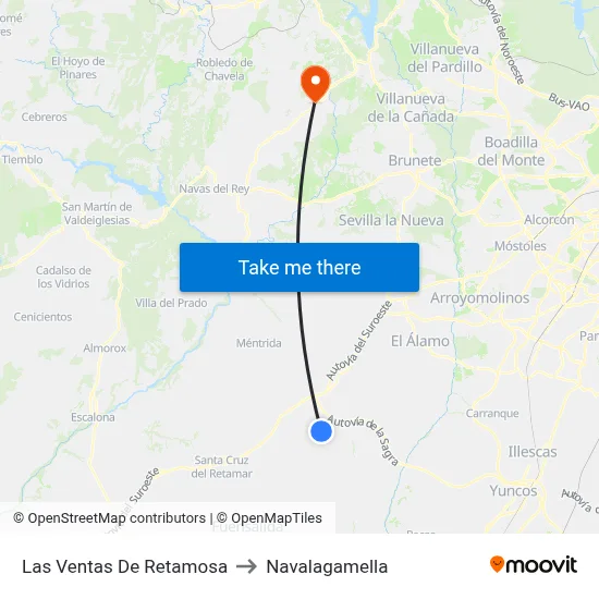 Las Ventas De Retamosa to Navalagamella map