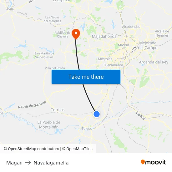 Magán to Navalagamella map