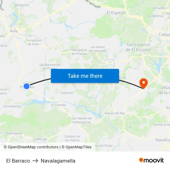 El Barraco to Navalagamella map