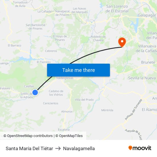 Santa María Del Tiétar to Navalagamella map