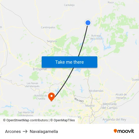 Arcones to Navalagamella map