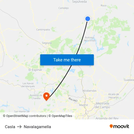 Casla to Navalagamella map