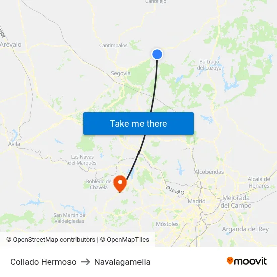 Collado Hermoso to Navalagamella map