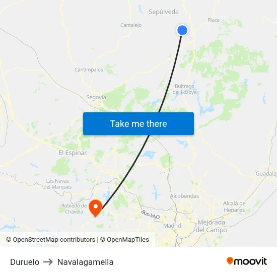Duruelo to Navalagamella map