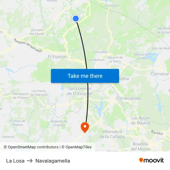 La Losa to Navalagamella map
