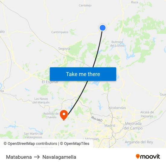 Matabuena to Navalagamella map