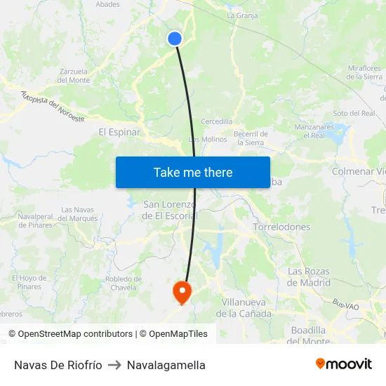 Navas De Riofrío to Navalagamella map