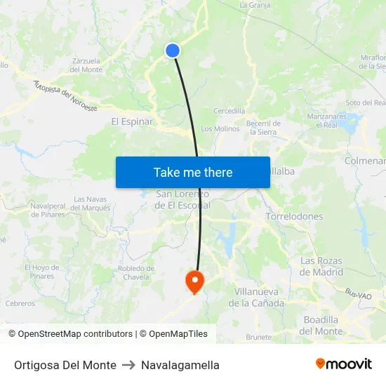 Ortigosa Del Monte to Navalagamella map