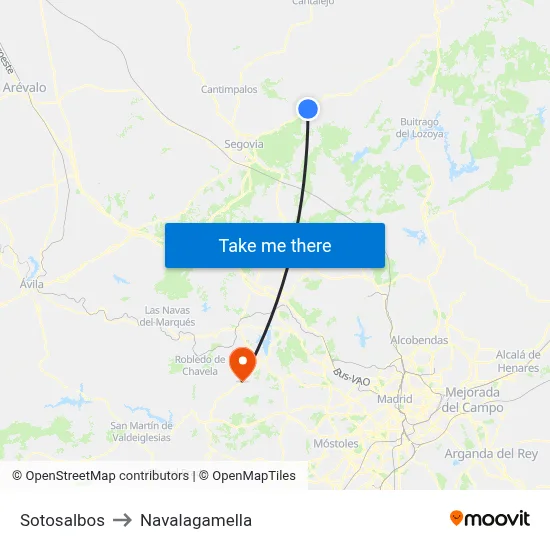 Sotosalbos to Navalagamella map