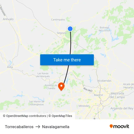 Torrecaballeros to Navalagamella map