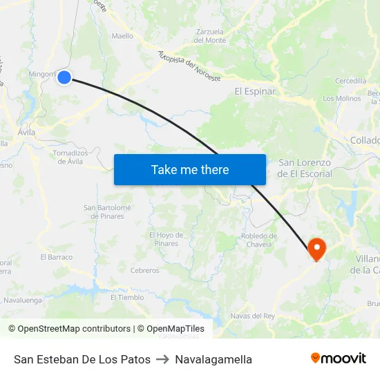 San Esteban De Los Patos to Navalagamella map