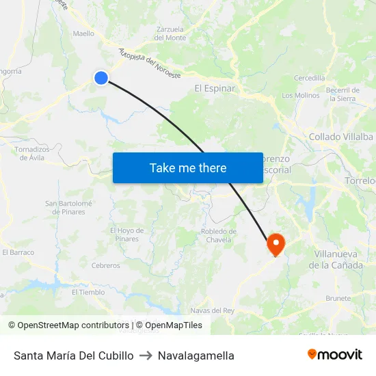 Santa María Del Cubillo to Navalagamella map