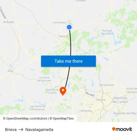 Brieva to Navalagamella map