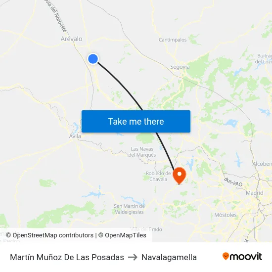 Martín Muñoz De Las Posadas to Navalagamella map