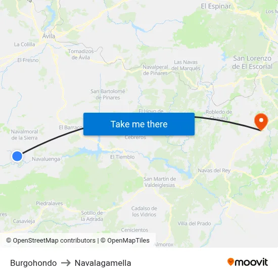 Burgohondo to Navalagamella map