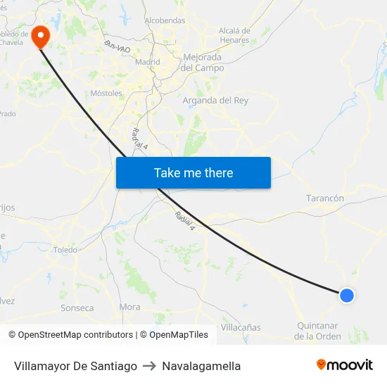 Villamayor De Santiago to Navalagamella map
