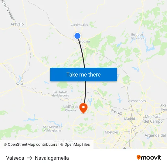 Valseca to Navalagamella map