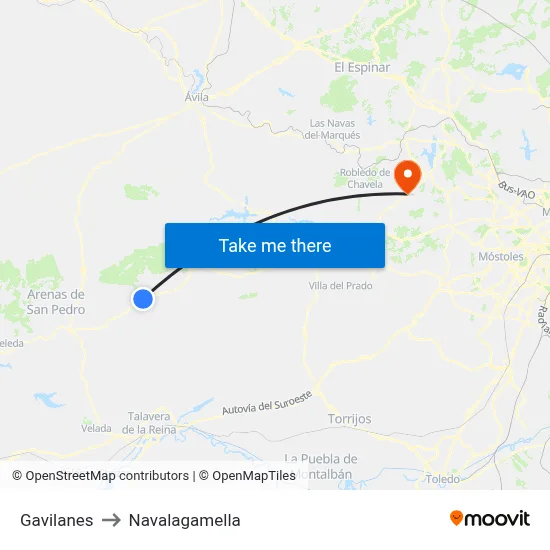 Gavilanes to Navalagamella map