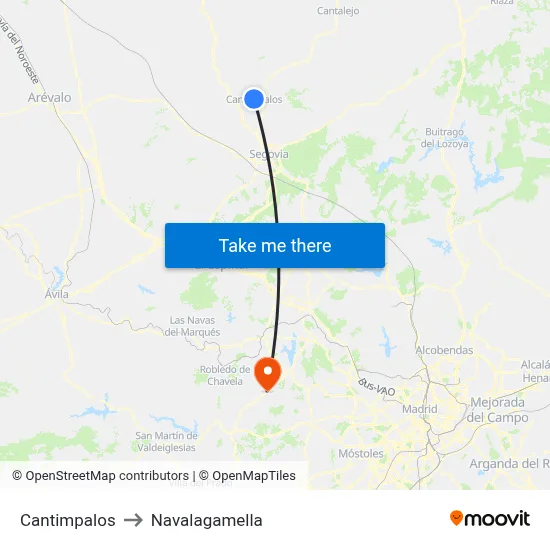 Cantimpalos to Navalagamella map