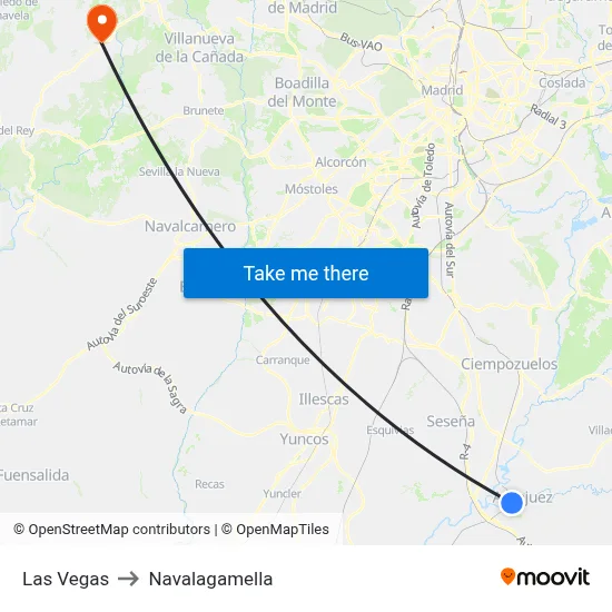 Las Vegas to Navalagamella map