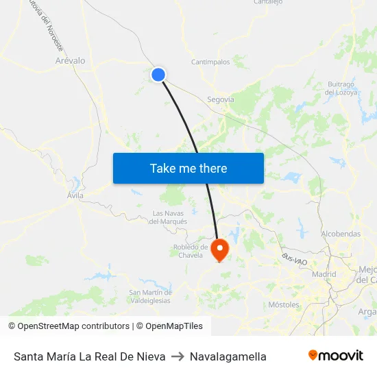 Santa María La Real De Nieva to Navalagamella map