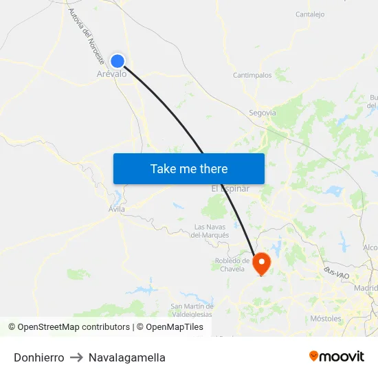 Donhierro to Navalagamella map