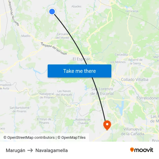 Marugán to Navalagamella map