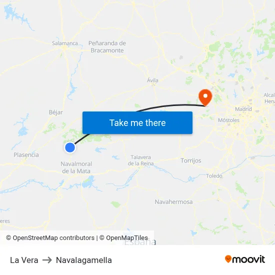 La Vera to Navalagamella map