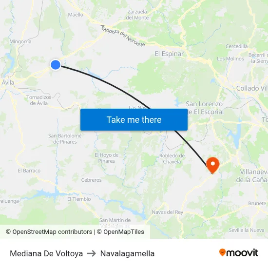 Mediana De Voltoya to Navalagamella map