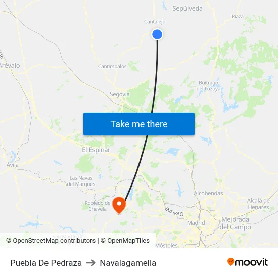Puebla De Pedraza to Navalagamella map