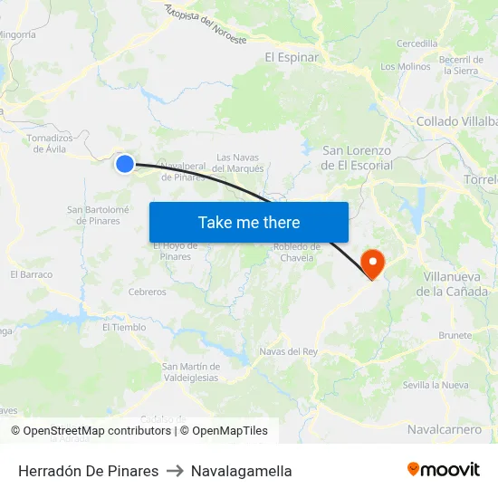Herradón De Pinares to Navalagamella map