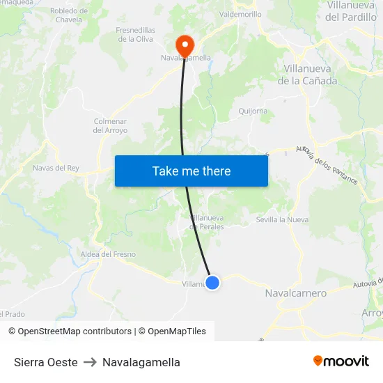 Sierra Oeste to Navalagamella map
