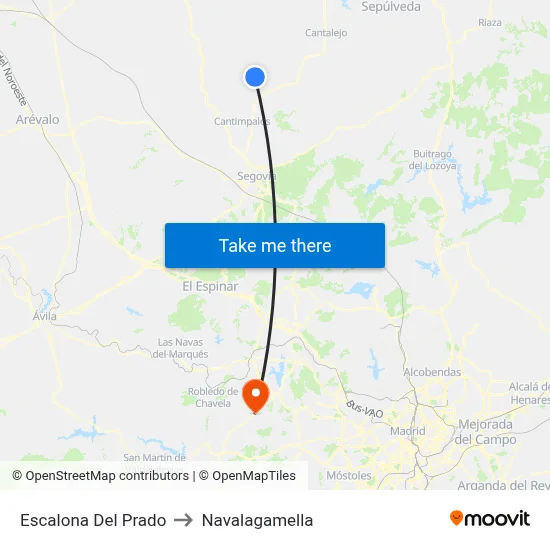 Escalona Del Prado to Navalagamella map