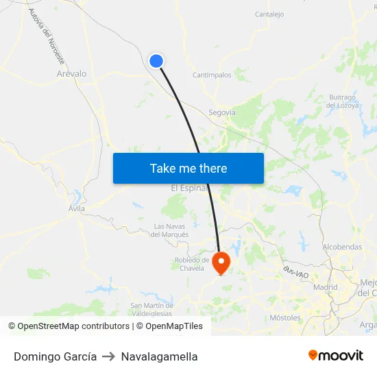 Domingo García to Navalagamella map