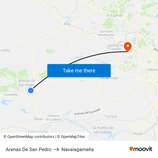 Arenas De San Pedro to Navalagamella map