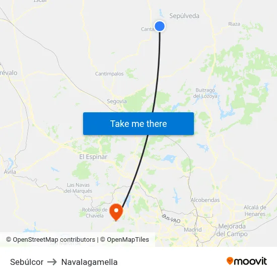 Sebúlcor to Navalagamella map