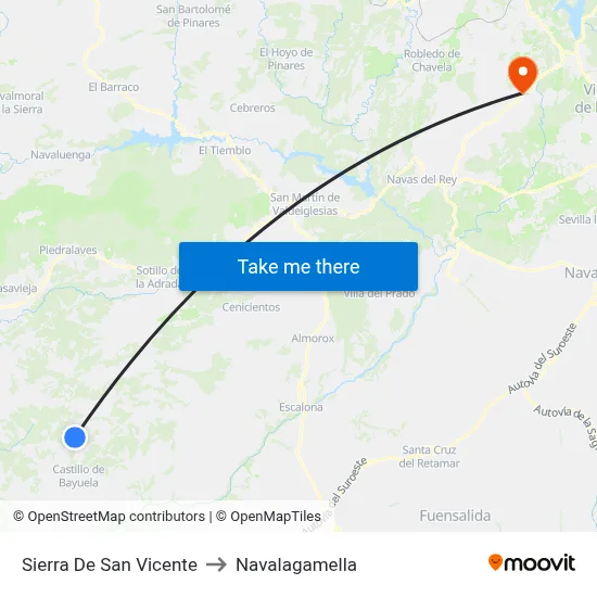 Sierra De San Vicente to Navalagamella map