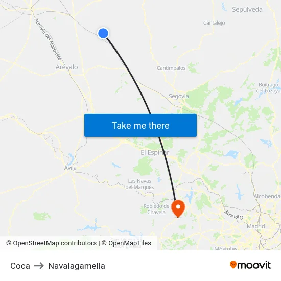 Coca to Navalagamella map