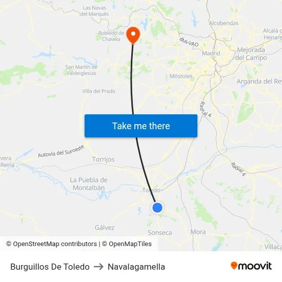 Burguillos De Toledo to Navalagamella map