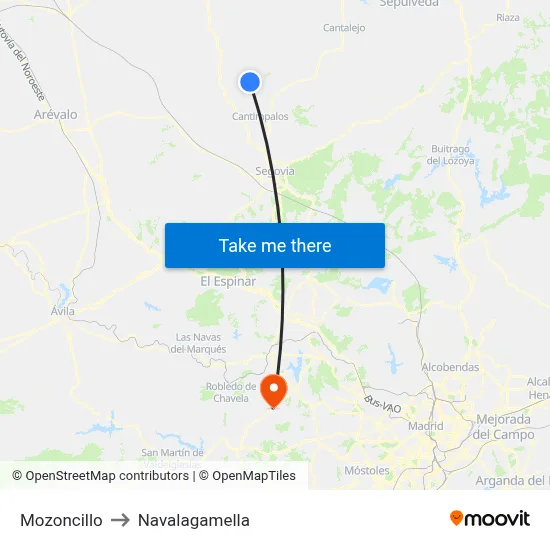 Mozoncillo to Navalagamella map