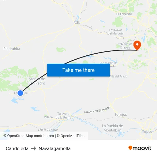 Candeleda to Navalagamella map