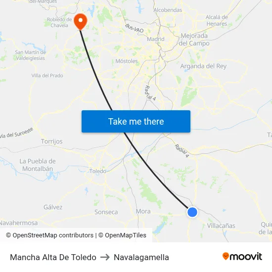 Mancha Alta De Toledo to Navalagamella map