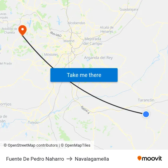 Fuente De Pedro Naharro to Navalagamella map